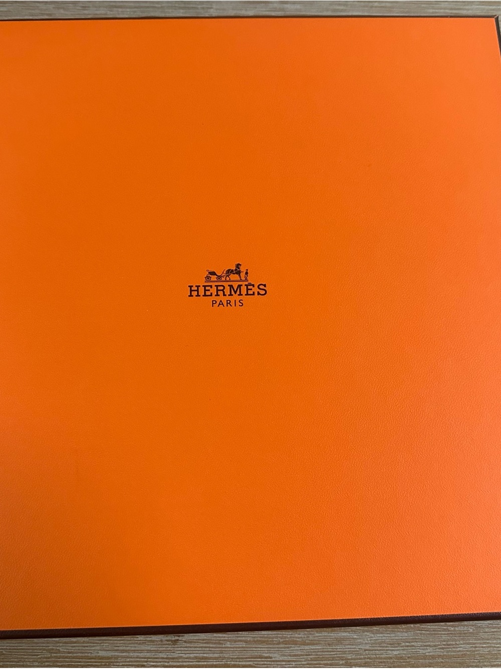 Authentic Hermès Orange Scarf Box with Tissue Paper & Printed Ribbon